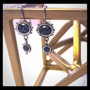 Silver & Blue Teardrop Earrings